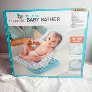 Summer Deluxe Baby Bather Folding Bath Sling 3 Position Recline Padded Headrest